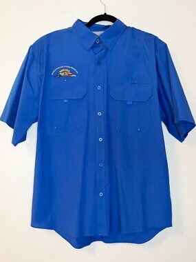 Clearwater Outfitters Blue Fishing Shirt Large Operation Restored Warrior Vented